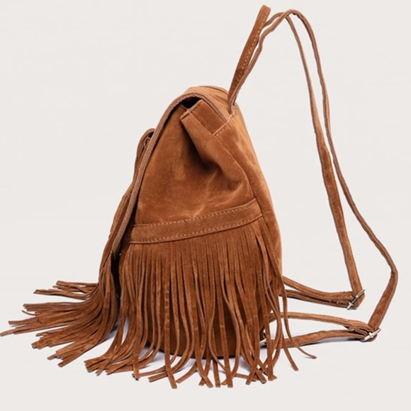 Vegan Suede Western Fringe Backpack - Picture 4 of 11